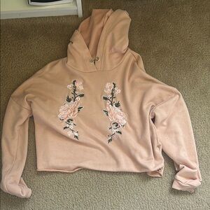 Floral Embroidered Hoodie - Pink